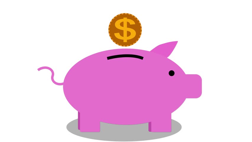 852x480 Deposit Icon. Moneybox In Form Of Pig. Money Pig On White