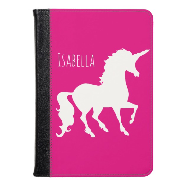 630x630 Hot Pink Unicorn Silhouette Kids Personalized Kindle Case