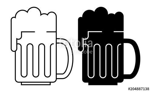 500x306 Bold Silhouette And Line Silhouette Of A Beer Glass, Isolated