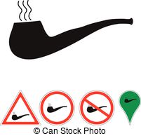 201x194 Smoking Pipe Silhouette On The Yellow Background. Vector Vector