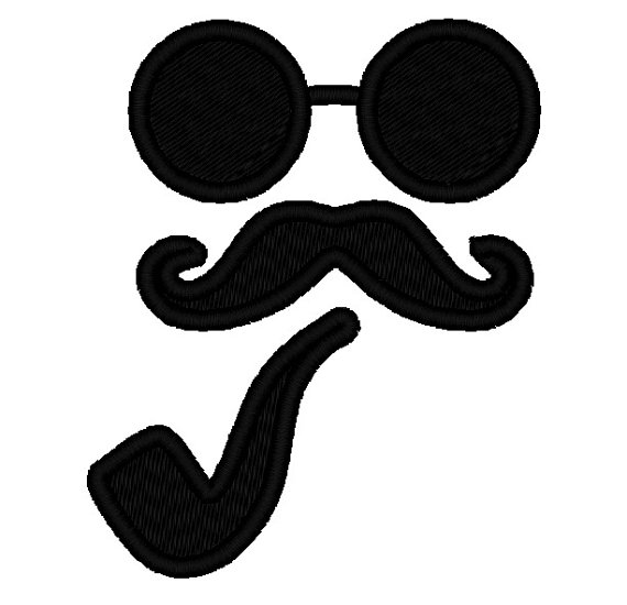 570x550 Glasses And Moustache Mustache Pipe Silhouette Applique.