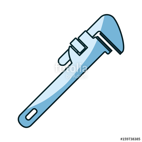 500x500 Blue Shading Silhouette Of Pipe Wrench Vector Illustration Stock