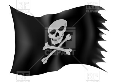 400x281 Black Pirate Flag With Skull Royalty Free Vector Clip Art Image