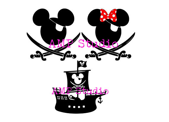 570x414 Disney Pirate Mickey Mouse And Minnie Mouse Silhouette Svg Dxf