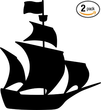 327x355 Pirate Ship Silhouette (Black) Waterproof Vinyl Decal