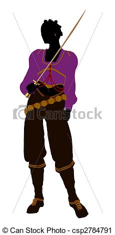 230x470 African American Female Pirate Silhouette On A White Clipart
