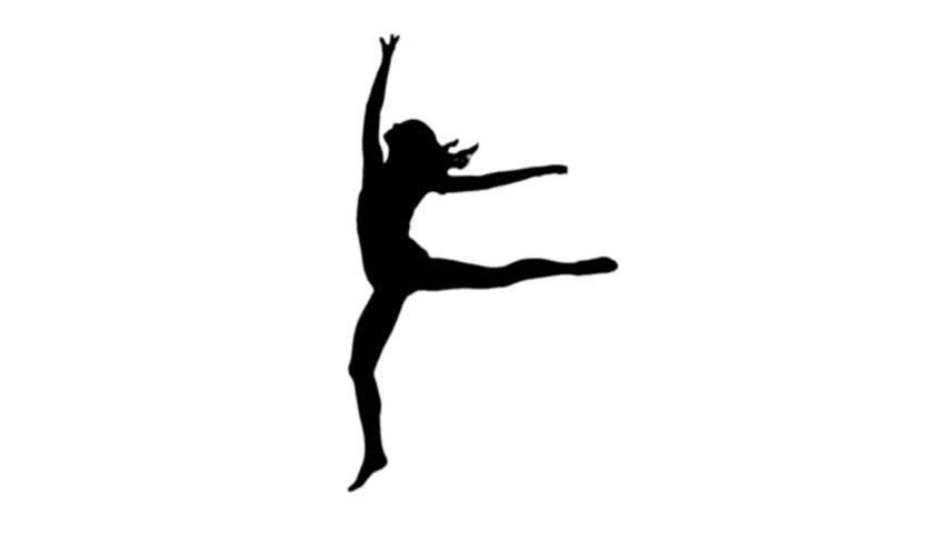 852x480 Pretty Woman Ballet Dancing Silhouette On White Background Stock