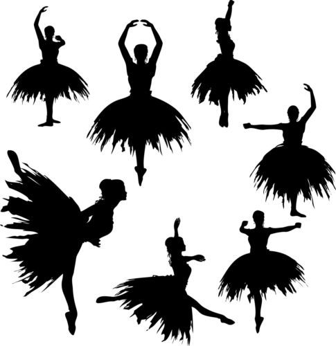 485x500 Dancing Ballerinas Silhouette Vinyl Wall Art Sticker Ballet
