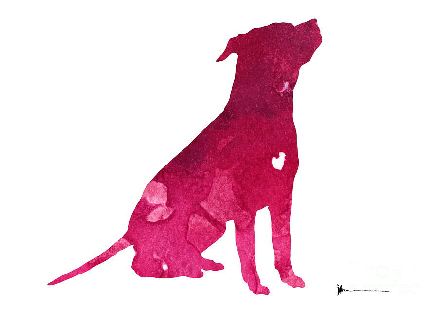 900x639 Pink Pitbull Silhouette Large Poster Painting By Joanna Szmerdt