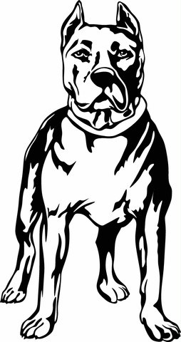 254x480 Pit Bull Standing Vinyl Cut Out Decal, Sticker