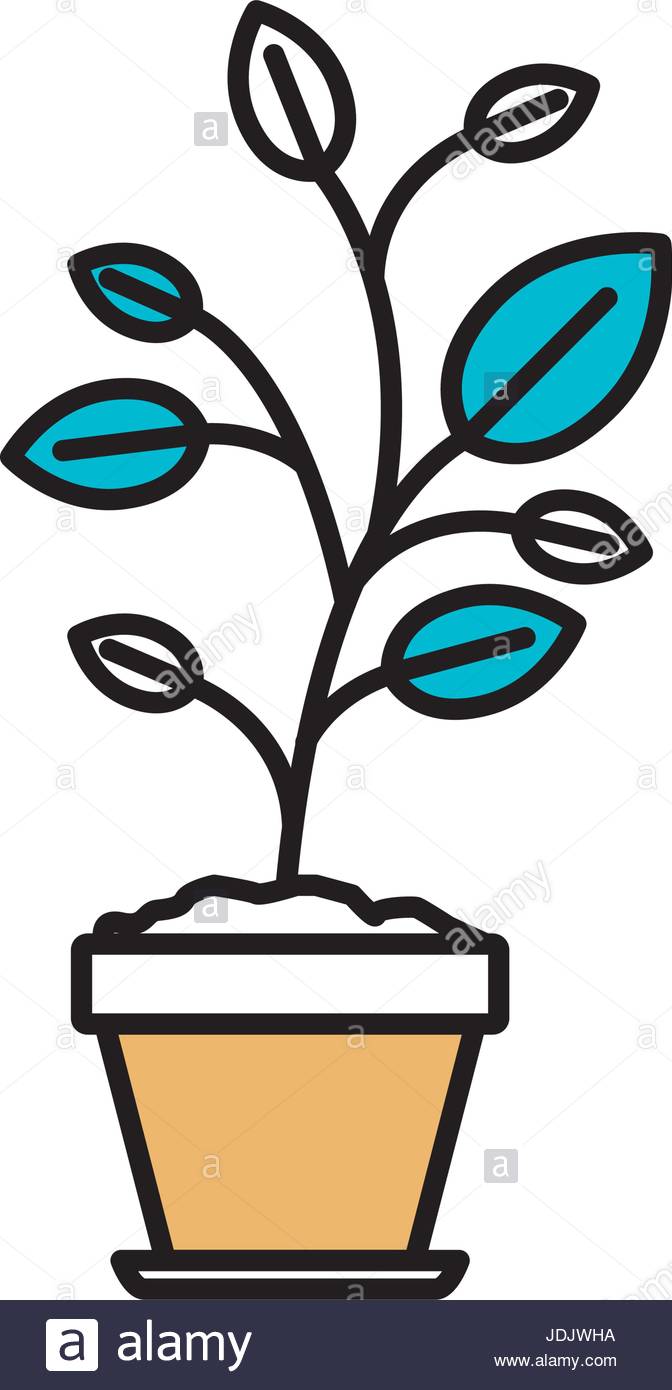 672x1390 Color Sections Silhouette Of Plant In Flower Pot Stock Vector Art