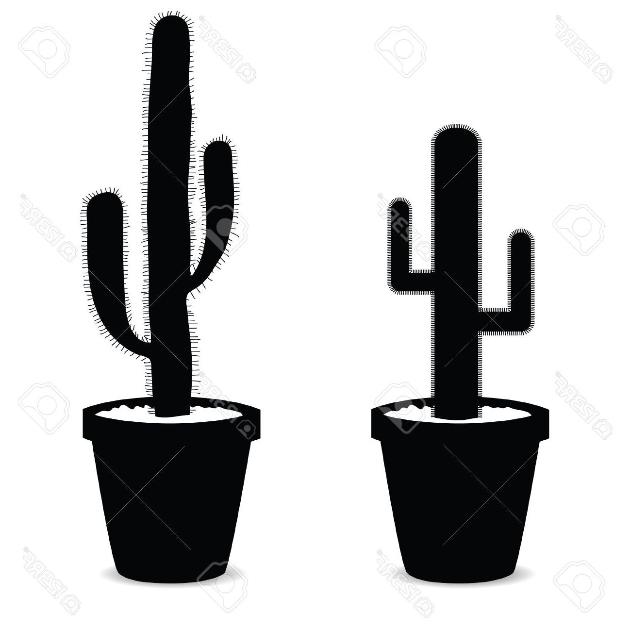 1300x1300 Best 15 Cactus In Pot Black Vector Silhouette Stock Pictures