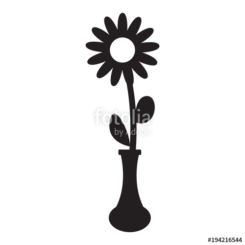 500x500 Cute Sunflower On A Pot Silhouette Stock Image And Royalty Free