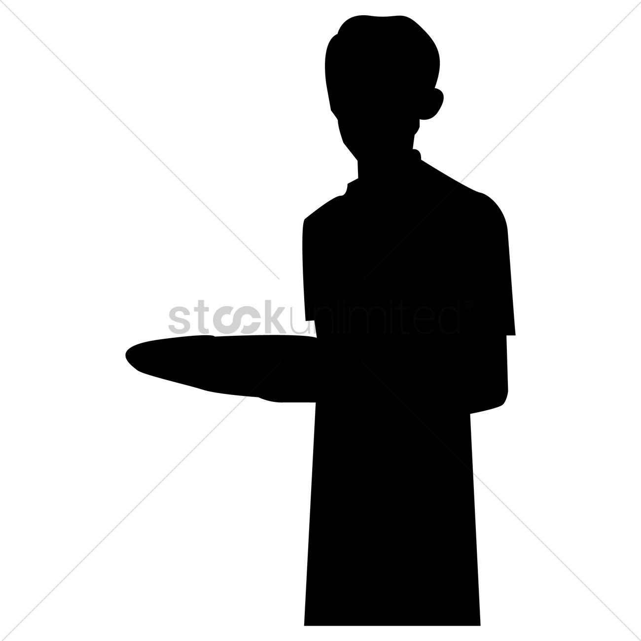 1300x1300 Silhouette Of Man Holding Plate Vector Image