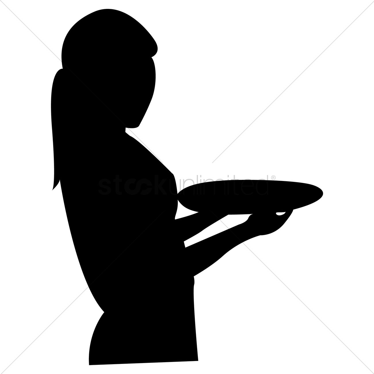 1300x1300 Silhouette Of Woman Holding Plate Vector Image