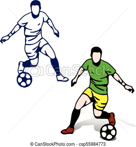 436x470 Soccer Players With The Ball In Motion Playing, Vectors