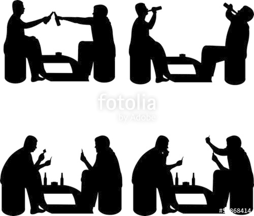 500x425 Men Playing Cards And Drinking Beer For Fun Silhouette Stock