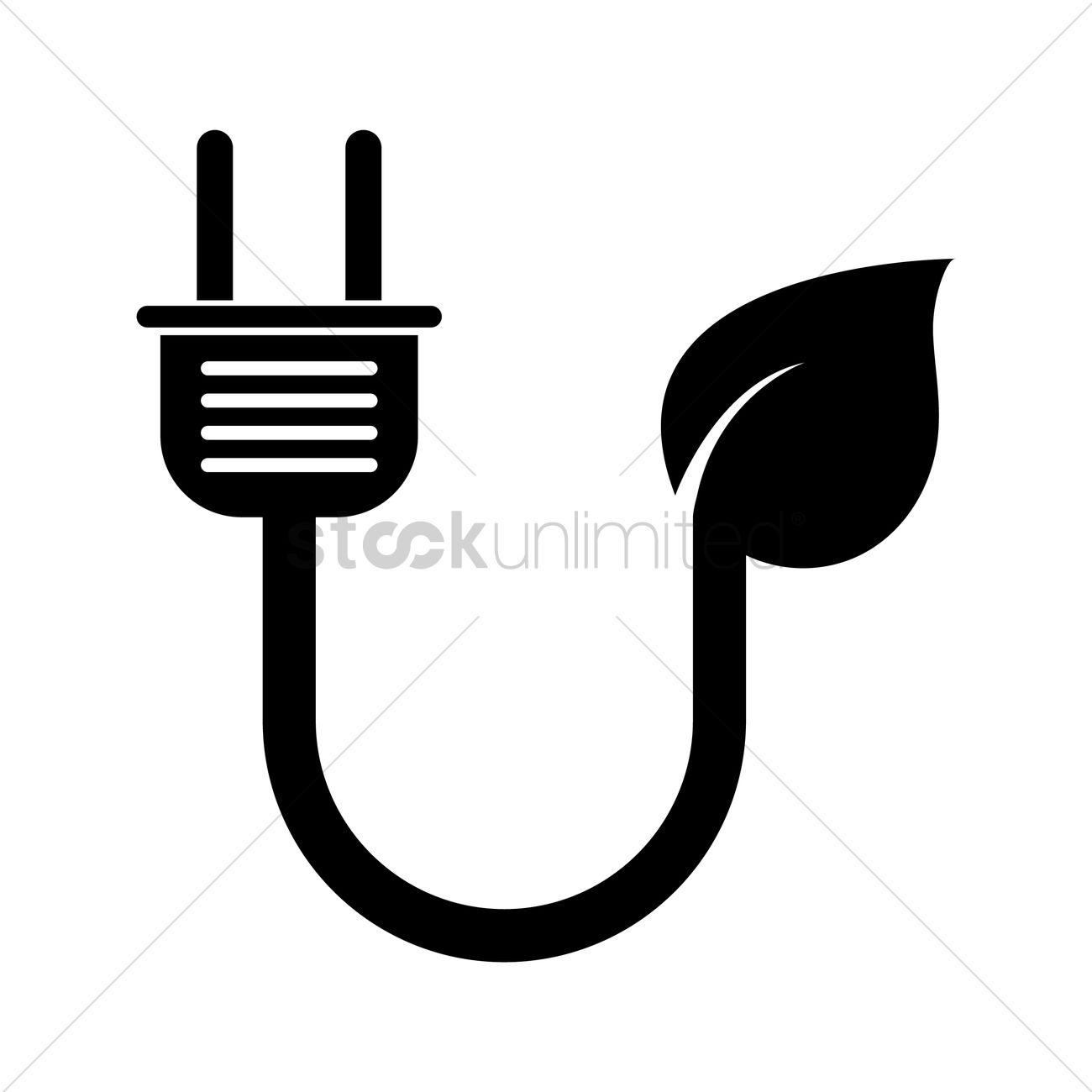 1300x1300 Silhouette Of A Plug With Leaf Vector Image