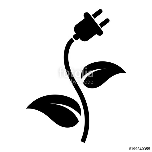 500x500 Simple, Black Plug Flower (Greeneco Energy) Icon. Silhouette