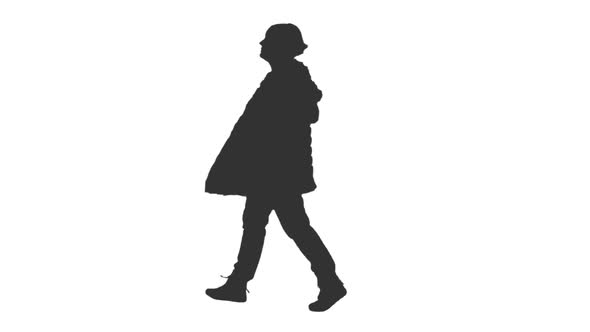 590x332 Silhouette Of Woman Walking With Hand In Pocket, Alpha Channel By