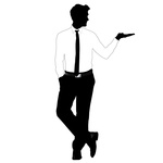 150x150 Silhouette Of Businessman With Hand In Pocket Vector Image