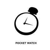 160x160 Pocket Watch Silhouette On White Background, Vector Illustration