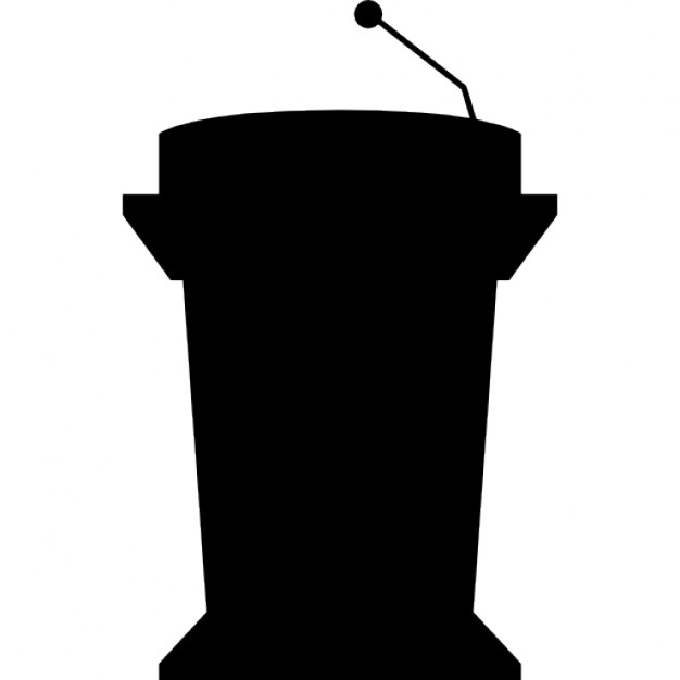 626x626 Podium Silhouette With Microphone For Presentation Icons Free
