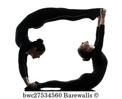240x194 Art Print Of Two Women Contortionist Exercising Gymnastic Yoga