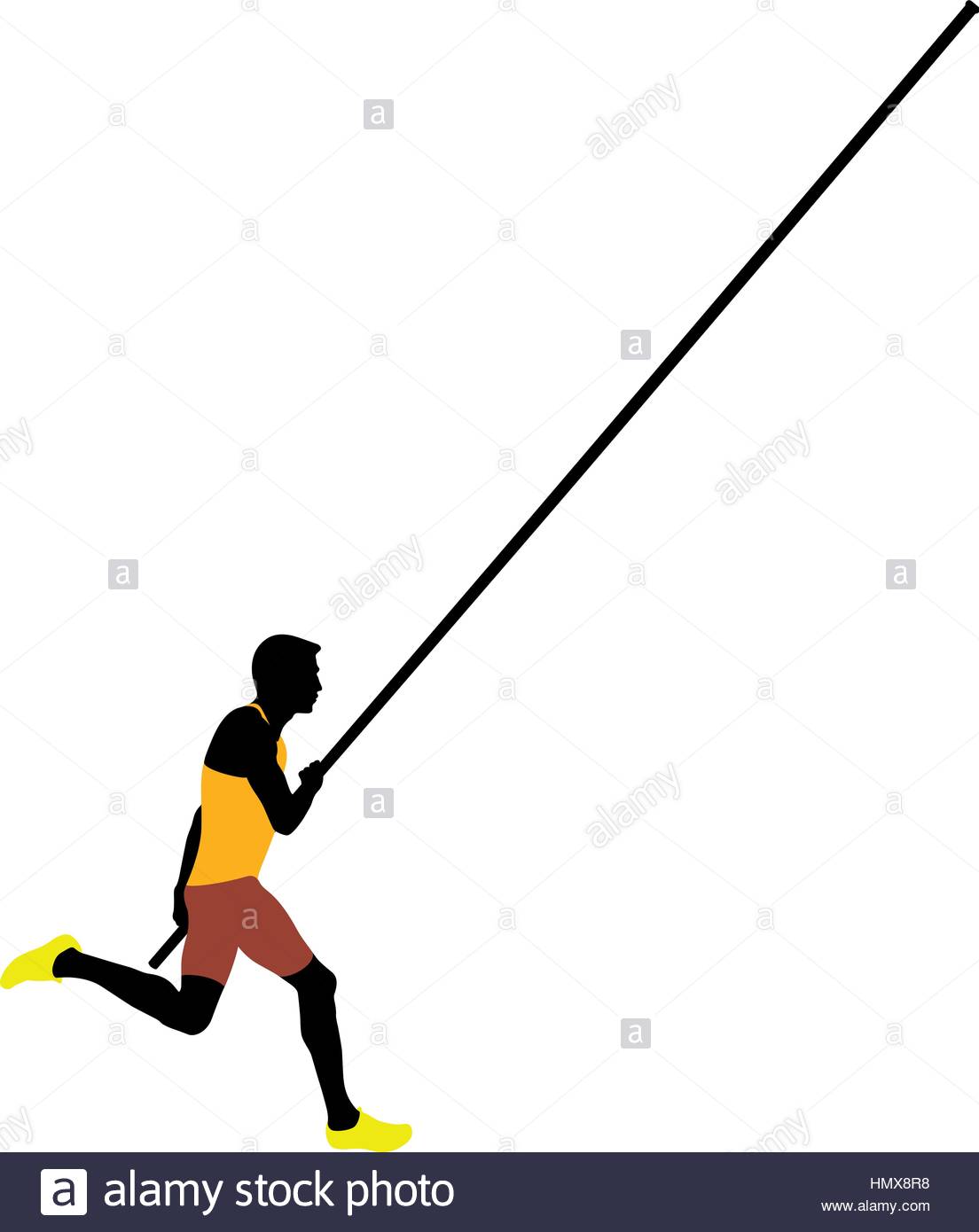 1104x1390 Pole Vault Male Athlete Colored Silhouette Stock Vector Art