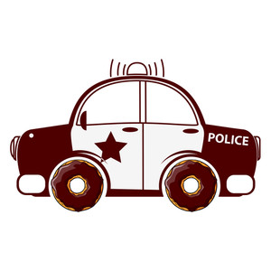 300x300 Police Car Silhouette. Vector Illustration Royalty Free Stock