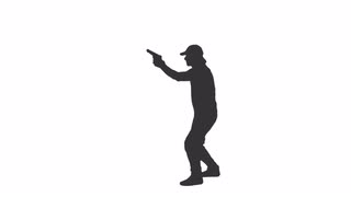 320x180 Silhouette Of Police Officer With A Gun Carefully Moving Forward