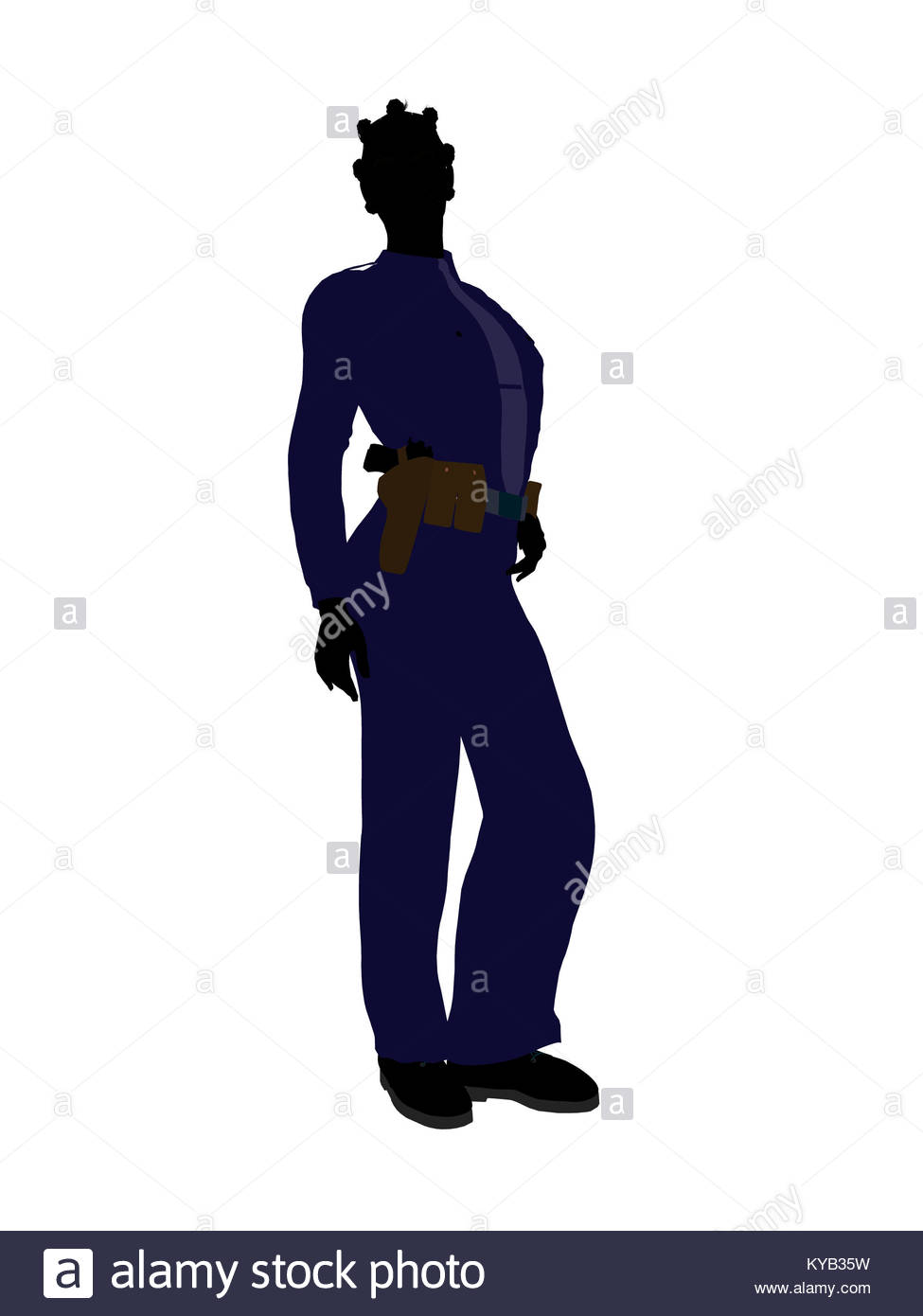 975x1390 African American Female Police Officer Silhouette Illustration
