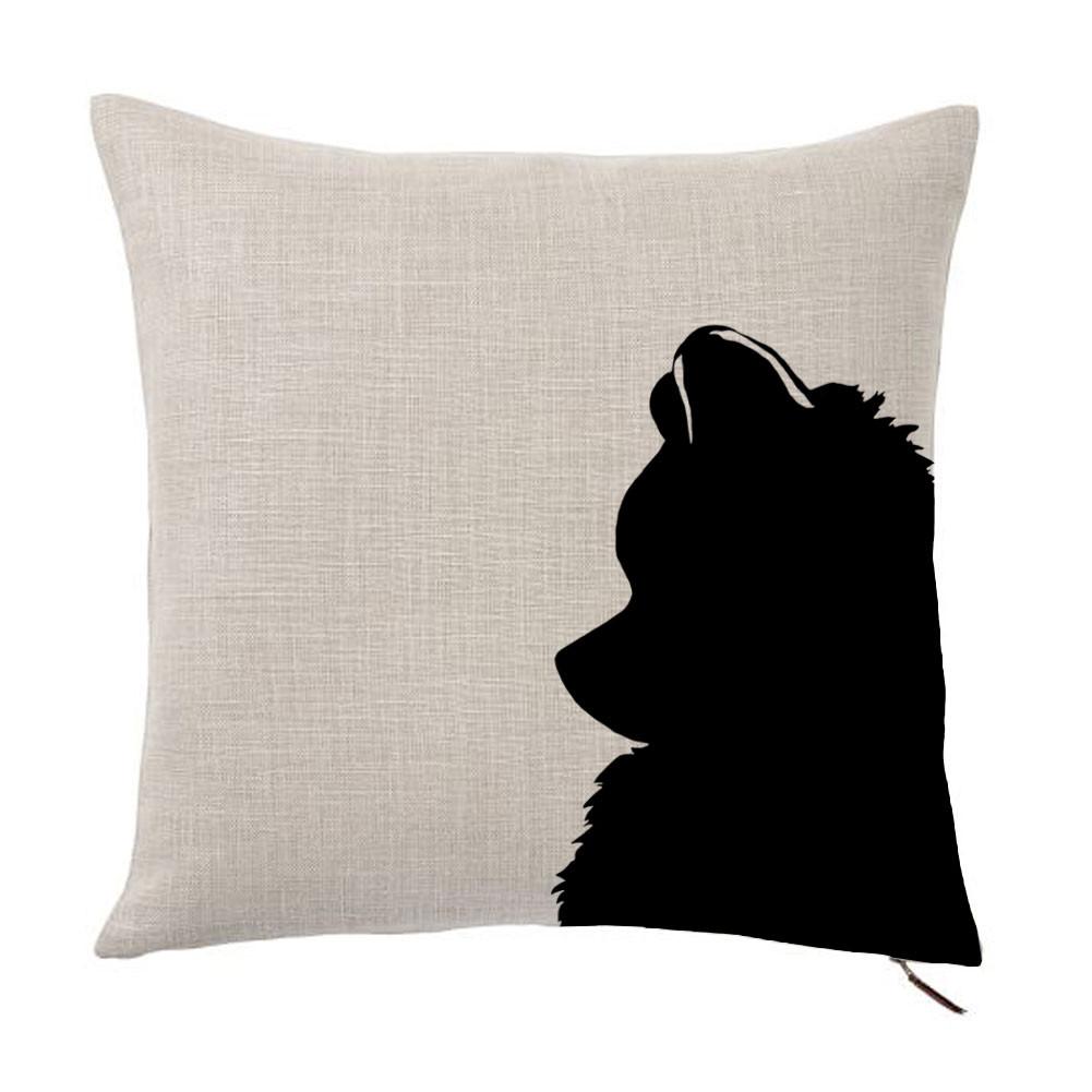 1001x1001 Pomeranian Silhouette Portrait Design Linen Throw Pillow Cover