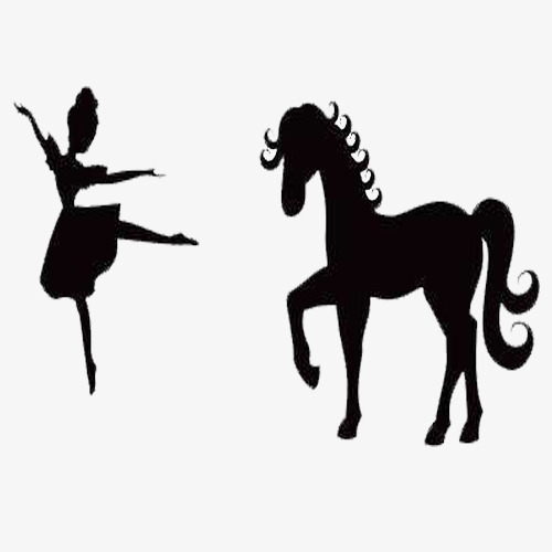 500x500 Dancing Girl And Pony Silhouette, Dance, Fine Horse, Girl Png