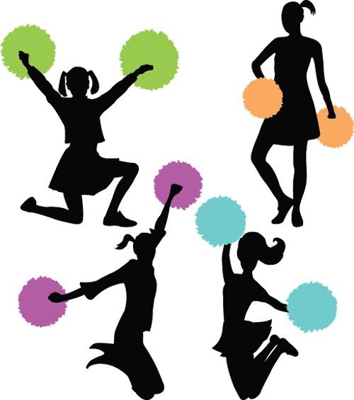 500x565 Set Of Cheerleaders Vector Silhouettes 02 Svg