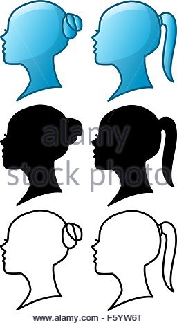 256x470 Head Girl Character With Ponytail Icon Stock Vector Art