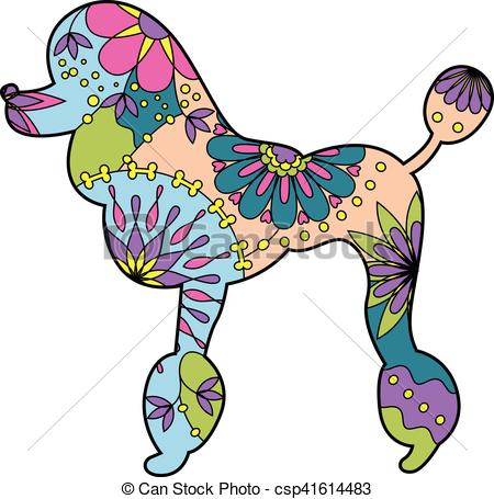 450x455 Vector Poodle Colorful Silhouette Vector