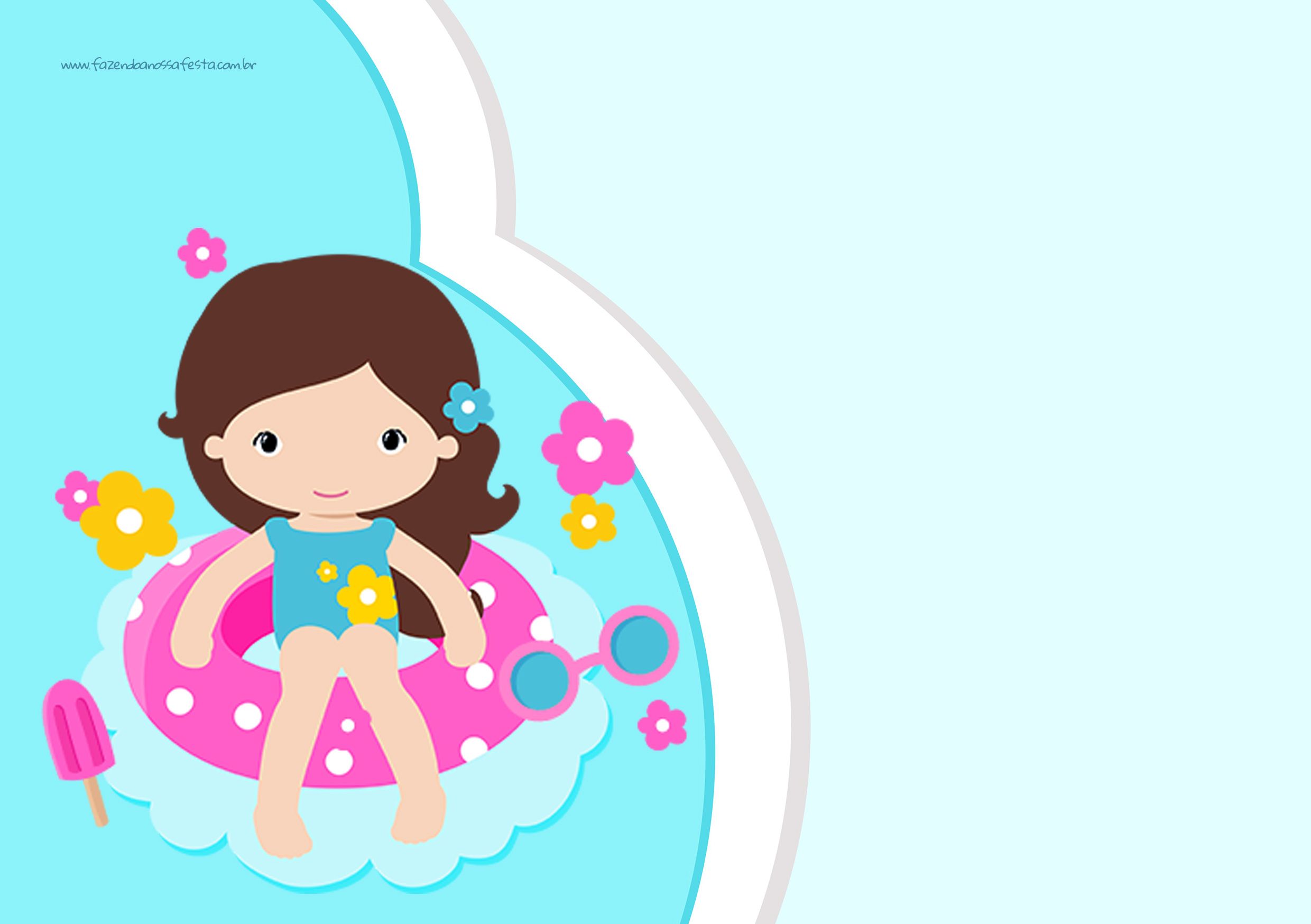 2480x1748 Convite Para Festa Infantil Pool Party Menina Party Printables