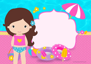 320x226 Brunette Girl Pool Party Free Printable Invitations. Oh My
