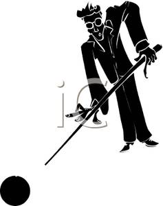 237x300 Silhouette Of A Pool Player Aiming At The Cue Ball