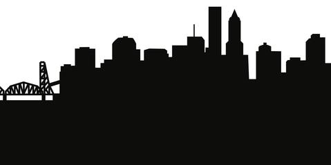 479x239 Portland, Oregon Skyline Silhouette Cityscape Purses And Pillows