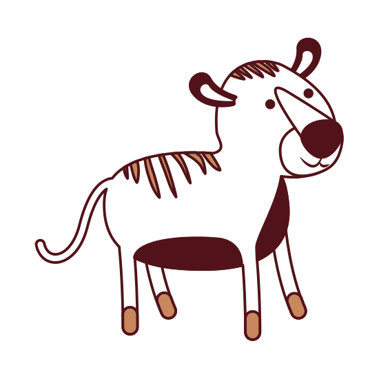 550x550 Tiger Cartoon In Color Sections Silhouette With Thick Contour