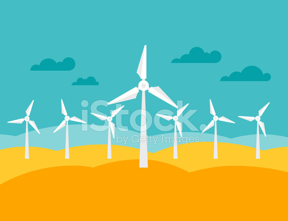 573x439 Illustration Of Wind Energy Power Plant In Flat Stock Vector