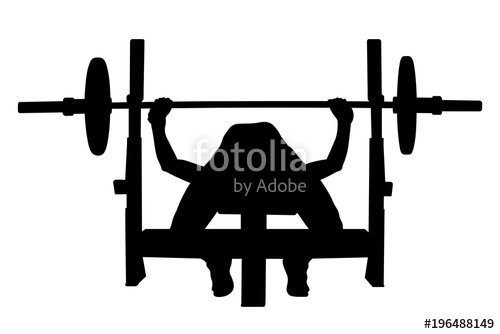 500x334 Female Athlete Powerlifter Bench Press Black Silhouette Stock