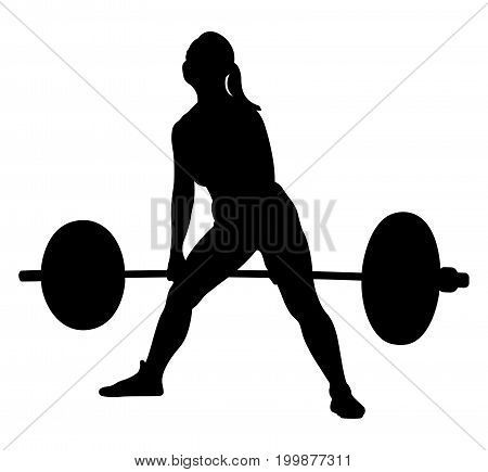 450x435 Woman Athlete Powerlifter Exercise Deadlift Black Silhouette All