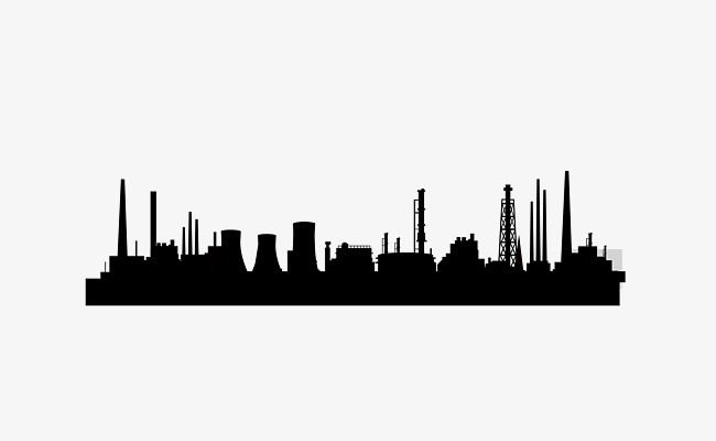 650x400 Vector Black City Coal Factory Silhouette, Vector Factory