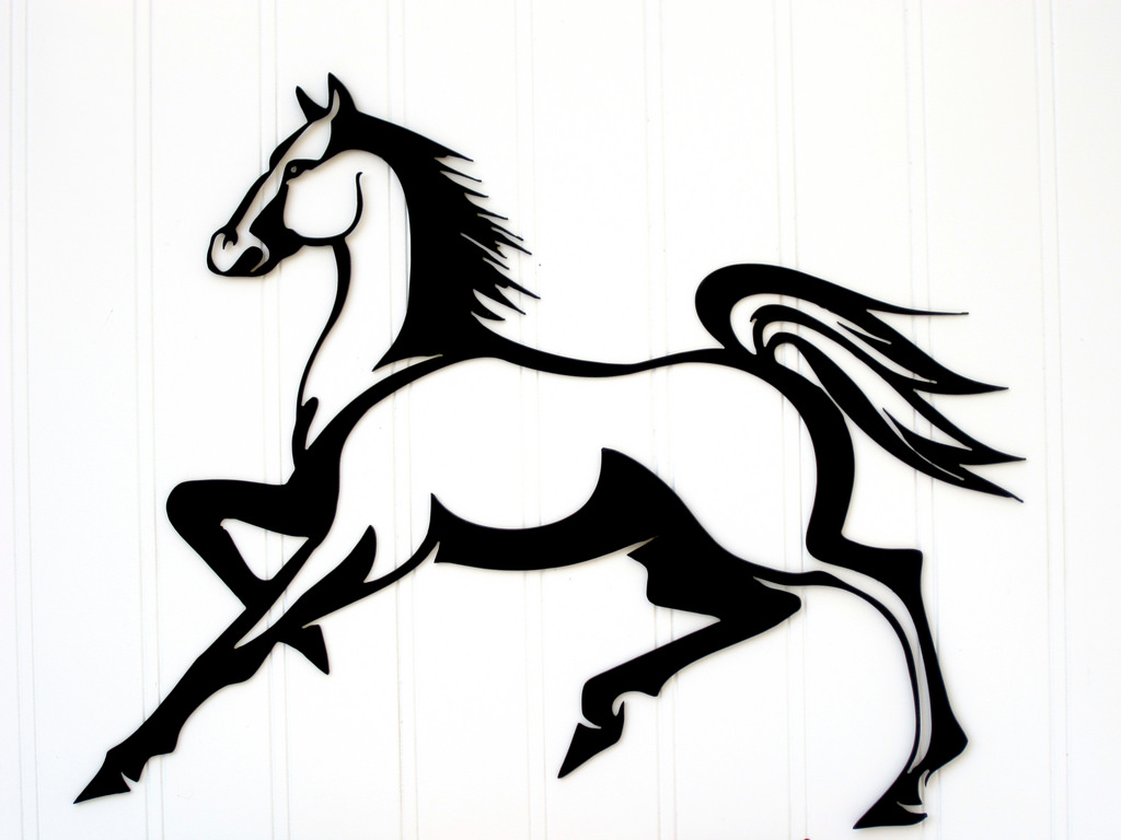 1024x768 Black Metal Prancing Horse Silhouette Closeup4 This