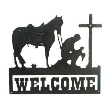 360x360 Praying Cowboy Cross Amp Horse Welcome Sign