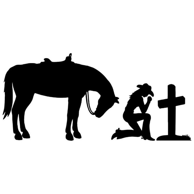 640x640 18.8cm8.7cm Cowgirl Cross Praying Horse Car Styling Stickers