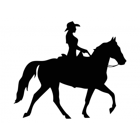 450x450 Cowgirl On Horse Vinyl Decal For Car, Window Bumper Tattoo Sticker